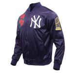 CHAMARRA YORK YANKEES ROSE SATIN JACKET MIDNIGHT NAVY en STOCK