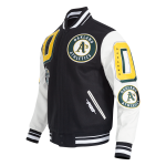 CHAMARRA LAND ATHLETICS MASH UP M RIB WOOL VARSITY JACKET BLACK WHITE en STOCK