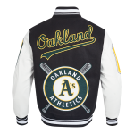 CHAMARRA LAND ATHLETICS MASH UP M RIB WOOL VARSITY JACKET BLACK WHITE en STOCK