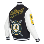 CHAMARRA LAND ATHLETICS MASH UP M RIB WOOL VARSITY JACKET BLACK WHITE en STOCK