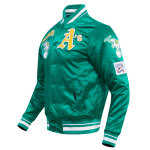 CHAMARRA AND ATHLETICS RETRO CLASSIC RIB SATIN JACKET KELLY GREEN en STOCK