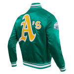 CHAMARRA AND ATHLETICS RETRO CLASSIC RIB SATIN JACKET KELLY GREEN en STOCK
