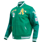 CHAMARRA AND ATHLETICS RETRO CLASSIC RIB WOOL VARSITY JACKET KELLY GREEN en STOCK