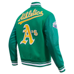 CHAMARRA AND ATHLETICS RETRO CLASSIC RIB WOOL VARSITY JACKET KELLY GREEN en STOCK
