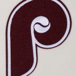 CHAMARRA ADELPHIA PHILLIES RETRO OLD ENGLISH RIB WOOL VARSITY JAC EGGSHELL WINE en STOCK