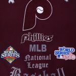 CHAMARRA ADELPHIA PHILLIES OLD ENGLISH WOOL VARSITY JACKET WINE WHITE en STOCK