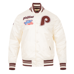 CHAMARRA ADELPHIA PHILLIES RETRO CLASSIC RIB SATIN JACKET EGGSHELL WINE en STOCK