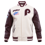 CHAMARRA ADELPHIA PHILLIES RETRO CLASSIC RIB WOOL VARSITY JACKET EGGSHELL WINE en STOCK
