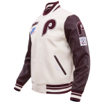CHAMARRA ADELPHIA PHILLIES RETRO CLASSIC RIB WOOL VARSITY JACKET EGGSHELL WINE en STOCK