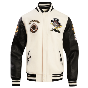 CHAMARRA SBURGH PIRATES RETRO CLASSIC RIB WOOL VARSITY JACKET EGGSHELL BLACK en STOCK