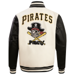 CHAMARRA SBURGH PIRATES RETRO CLASSIC RIB WOOL VARSITY JACKET EGGSHELL BLACK en STOCK