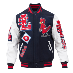 CHAMARRA OUIS CARDINALS RETRO MASH UP RIB WOOL VARSITY JACKET MIDNIGHT NAVY RED MIDNIGHT NAVY en STOCK