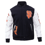 CHAMARRA RANCISCO GIANTS CLASSIC WOOL VARSITY JACKET BLACK WHITE en STOCK