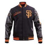 CHAMARRA SAN FRANCISCO GIANTS SCRIPT TAIL MENS RIB WOOL VARSITY BLACK ORANGE en STOCK