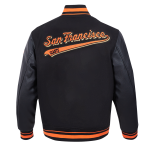 CHAMARRA SAN FRANCISCO GIANTS SCRIPT TAIL MENS RIB WOOL VARSITY BLACK ORANGE en STOCK