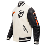 CHAMARRA SAN FRANCISCO GIANTS SCRIPT TAIL MENS RIB WOOL VARSITY EGGSHELL BLACK en STOCK