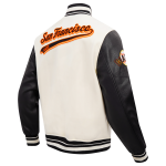 CHAMARRA SAN FRANCISCO GIANTS SCRIPT TAIL MENS RIB WOOL VARSITY EGGSHELL BLACK en STOCK
