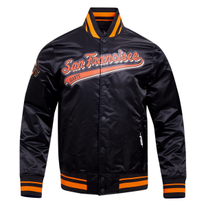 CHAMARRA SAN FRANCISCO GIANTS SCRIPT TAIL MENS SATIN JACKET BLACK ORANGE en STOCK