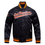 CHAMARRA SAN FRANCISCO GIANTS SCRIPT TAIL MENS SATIN JACKET BLACK ORANGE en STOCK