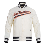 CHAMARRA SAN FRANCISCO GIANTS SCRIPT TAIL MENS SATIN JACKET EGGSHELL BLACK en STOCK