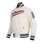 CHAMARRA SAN FRANCISCO GIANTS SCRIPT TAIL MENS SATIN JACKET EGGSHELL BLACK en STOCK