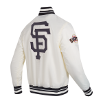 CHAMARRA SAN FRANCISCO GIANTS SCRIPT TAIL MENS SATIN JACKET EGGSHELL BLACK en STOCK