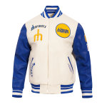 CHAMARRA TTLE MARINERS RETRO CLASSIC RIB WOOL VARSITY JACKET EGGSHELL ROYAL BLUE en STOCK