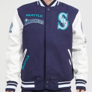 CHAMARRA TLE MARINERS RETRO CLASSIC RIB WOOL VARSITY JACKET MIDNIGHT NAVY WHITE en STOCK