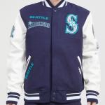 CHAMARRA TLE MARINERS RETRO CLASSIC RIB WOOL VARSITY JACKET MIDNIGHT NAVY WHITE en STOCK
