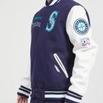 CHAMARRA TLE MARINERS RETRO CLASSIC RIB WOOL VARSITY JACKET MIDNIGHT NAVY WHITE en STOCK