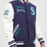 CHAMARRA TLE MARINERS RETRO CLASSIC RIB WOOL VARSITY JACKET MIDNIGHT NAVY WHITE en STOCK