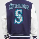 CHAMARRA TLE MARINERS RETRO CLASSIC RIB WOOL VARSITY JACKET MIDNIGHT NAVY WHITE en STOCK
