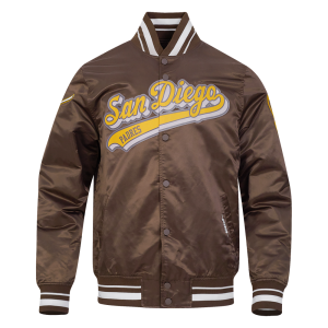 CHAMARRA SAN DIEGO PADRES SCRIPT TAIL MENS SATIN JACKET BROWN en STOCK