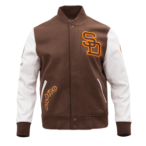 CHAMARRA DIEGO PADRES CLASSIC WOOL VARSITY JACKET BROWN WHITE en STOCK