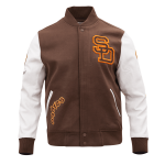 CHAMARRA DIEGO PADRES CLASSIC WOOL VARSITY JACKET BROWN WHITE en STOCK