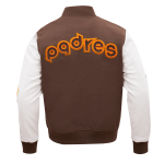 CHAMARRA DIEGO PADRES CLASSIC WOOL VARSITY JACKET BROWN WHITE en STOCK