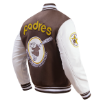 CHAMARRA DIEGO PADRES RETRO CLASSIC RIB WOOL VARSITY JACKET BROWN WHITE en STOCK