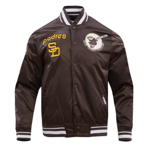 CHAMARRA DIEGO PADRES RETRO CLASSIC RIB SATIN JACKET BROWN en STOCK