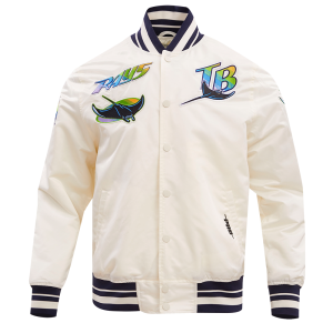 CHAMARRA A DEVIL RAYS RETRO CLASSIC RIB SATIN JACKET EGGSHELL MIDNIGHT NAVY en STOCK