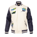 CHAMARRA A DEVIL RAYS RETRO CLASSIC RIB WOOL VARSITY JACKET EGGSHELL MIDNIGHT NAVY en STOCK