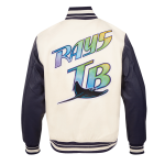 CHAMARRA A DEVIL RAYS RETRO CLASSIC RIB WOOL VARSITY JACKET EGGSHELL MIDNIGHT NAVY en STOCK