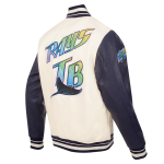 CHAMARRA A DEVIL RAYS RETRO CLASSIC RIB WOOL VARSITY JACKET EGGSHELL MIDNIGHT NAVY en STOCK