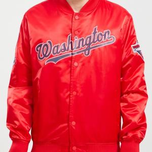 CHAMARRA INGTON NATIONALS BIG LOGO SATIN JACKET RED en STOCK