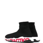 SNEAKERS TENIS BALENCIAGA SPEED TRAINER BLACK RED WORDS en STOCK